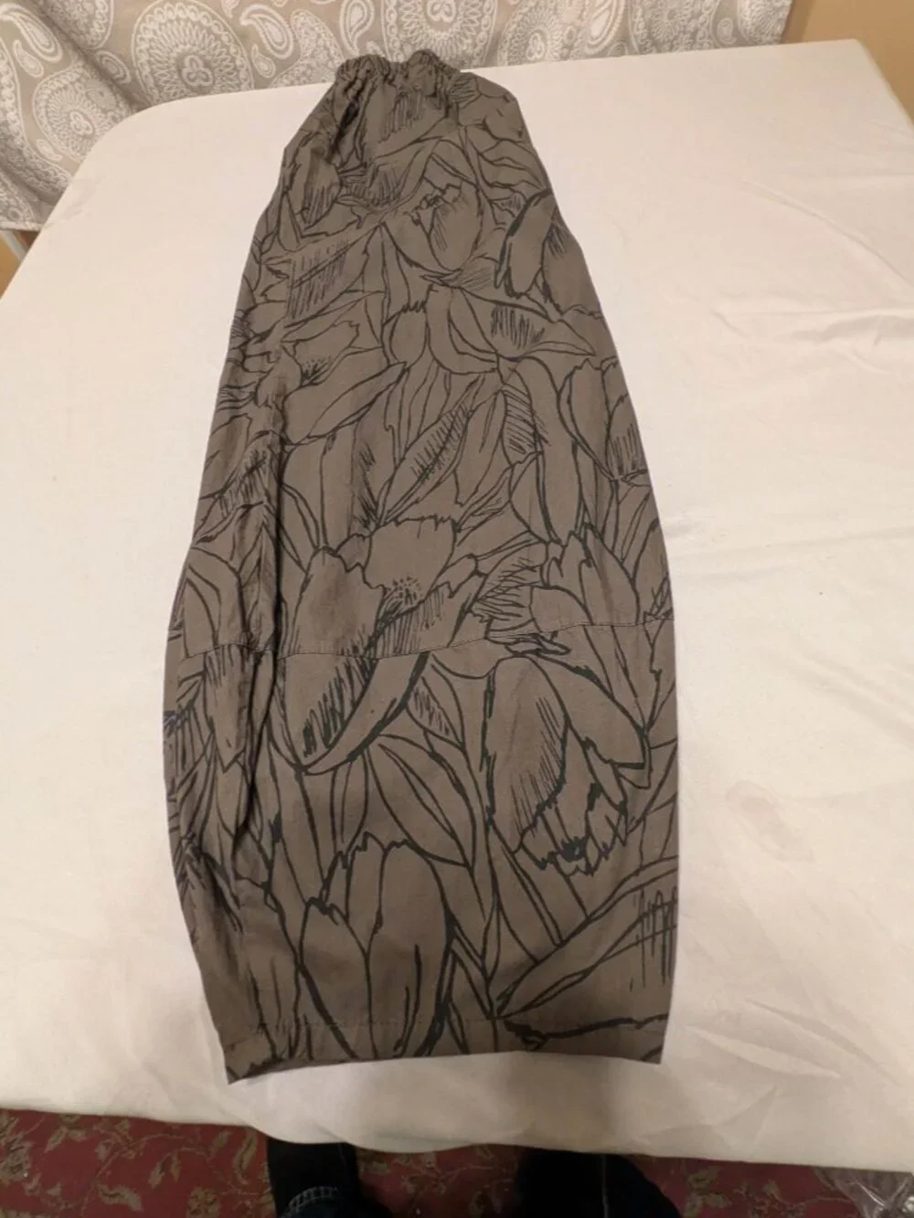 Bryn Walker Harem Pants Olive Green Floral Balloon Lagenlook Cropped Elastic - Picture 8 of 9